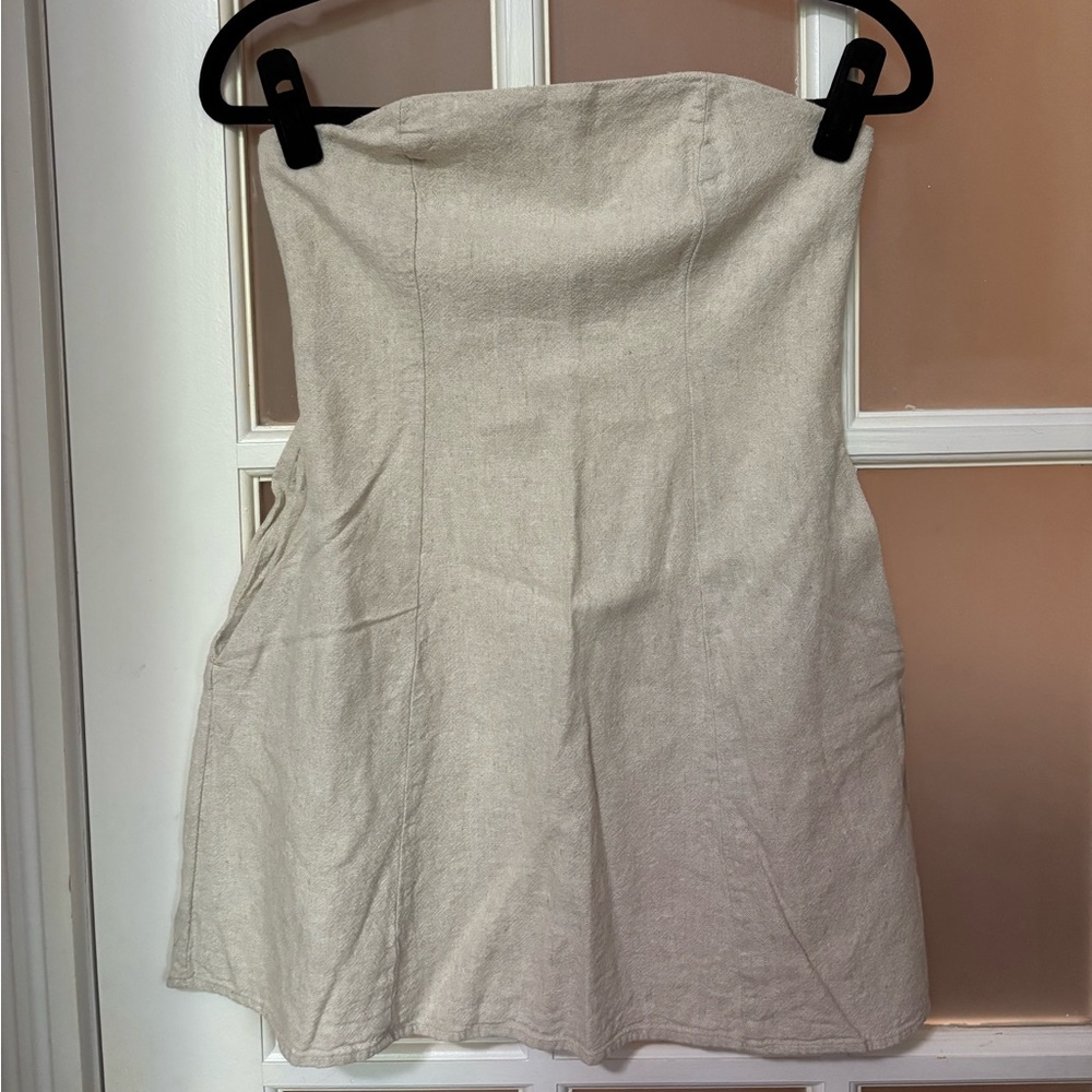 Old Navy Beige Strapless Linen Dress